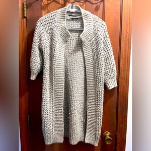 Super adorable beige Express cardigan. Subtle silver glitter woven throughout!!